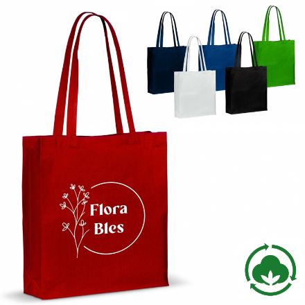 draagtas recycled katoen met bodem 140g/m2