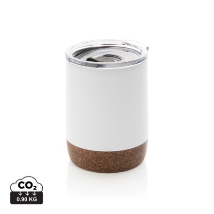 recycled rvs koffiebeker met kurk 180 ml - wit