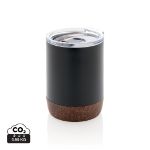 recycled rvs koffiebeker met kurk 180 ml - zwart