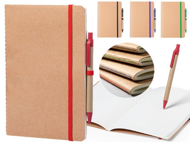 a5 notitieboekje van recycled karton met pen estek