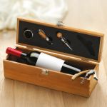 wijnset in bamboe wijnkist voor 1 fles wijn.