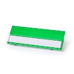 aluminium naamspeld met vervangbaar papier. - licht groen
