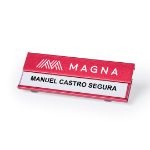 aluminium naamspeld met vervangbaar papier.