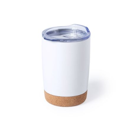 rvs dubbelwandige beker 380 ml met kurk nerux - wit