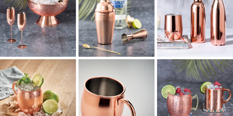 Glamour gifts van roestvrijstaal met koperen afwerking