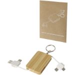 6-in-1 intrekbare bamboe sleutelhanger oplaadkabel