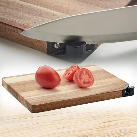 acaciahouten snijplank met messenslijper