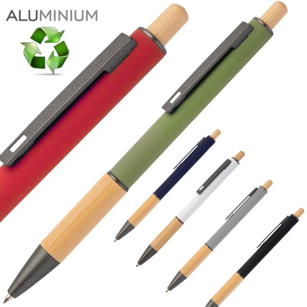 recycled aluminium balpen bogri blauwschrijvend