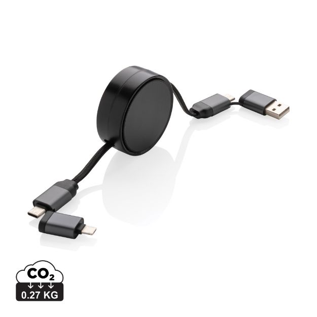 terra recycled aluminium uittrekbare 6-in-1-kabel