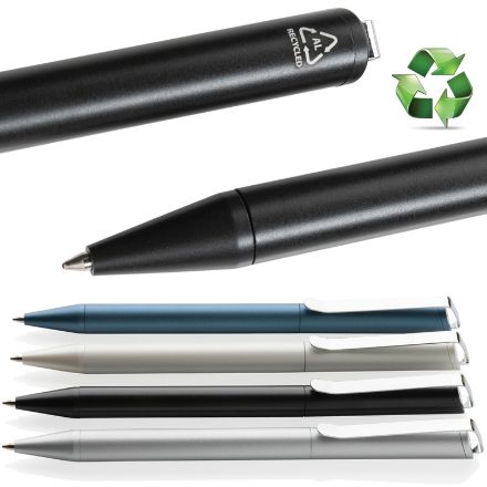xavi pen van gerecycled aluminium blauwschrijvend