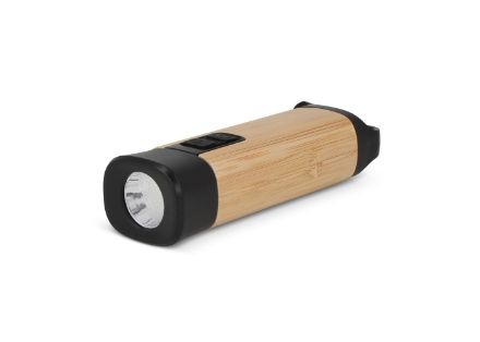 oplaadbare zaklamp van recycled abs en bamboe