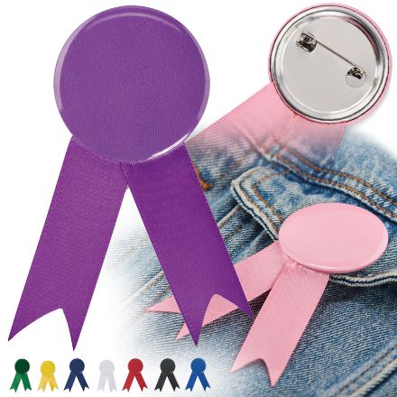 tinnen speld met clip en lint