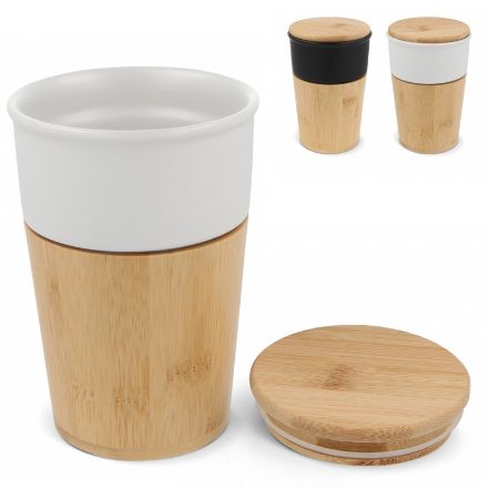 keramische mok met bamboe buitenzijde wenen 300 ml