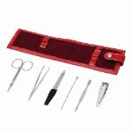6 delig manicureset lin in pvc etui - rood