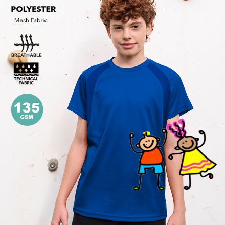 kinder t-shirt 135 gr/m2 polyester 4-6/6-8/10-12 j