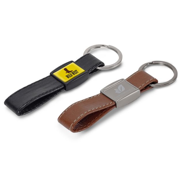 sleutelhanger metaal met echt leer