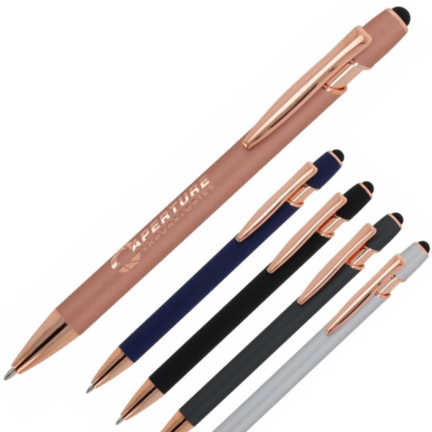 balpen paris luxe metaal rubberised blauwe inkt