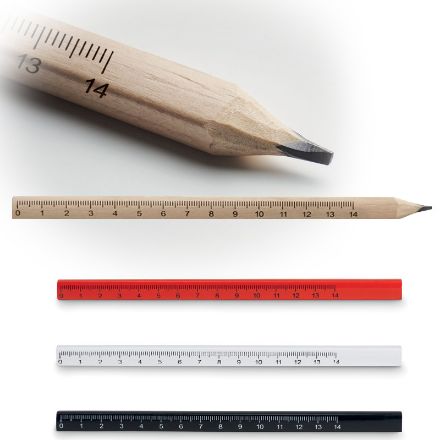 timmermanspotlood met liniaal, 14 cm.