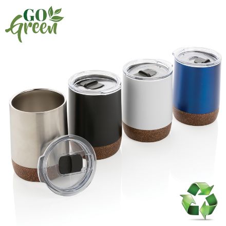 recycled rvs koffiebeker met kurk 180 ml