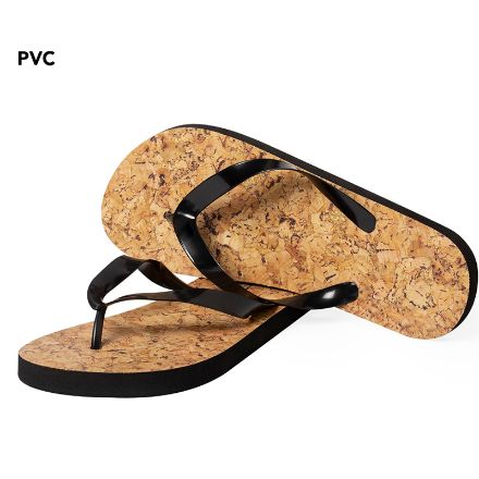 paar flip flops met kurkpatroon sebrin