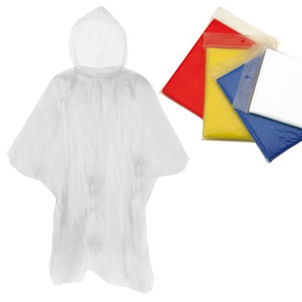 transparante poncho in hersluitbare plastic zak.