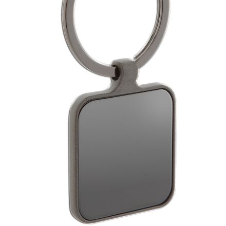 vierkante metalen sleutelhanger. custom made.
