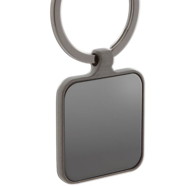vierkante metalen sleutelhanger. custom made.