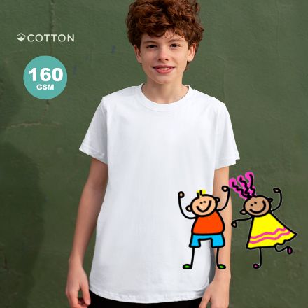 kinder t-shirt 160 gr/m2 katoen seiy 4-5/6-8/10-12