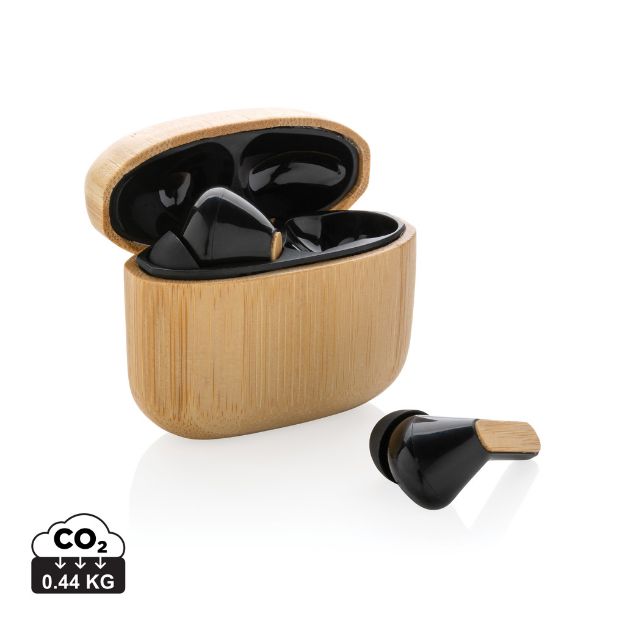 gerecycled plastic en bamboe tws-oordoppen
