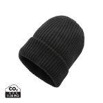 impact aware polylana dubbel gebreide beanie - zwart