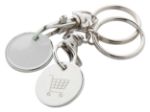metalen sleutelhanger met winkelwagenmunt.