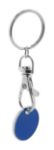 metalen sleutelhanger met winkelwagenmunt. - blauw