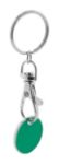 metalen sleutelhanger met winkelwagenmunt. - groen
