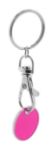 metalen sleutelhanger met winkelwagenmunt. - fuchsia