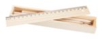 zes delige gekleurde potloden, in houten doosje.