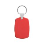 simpele, plastic sleutelhanger met metalen ring. - rood