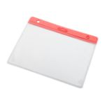 transparante pvc pashouder met gekleurde header. - rood