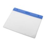 transparante pvc pashouder met gekleurde header. - blauw
