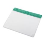 transparante pvc pashouder met gekleurde header. - groen