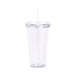 transparante plastic beker met rietje 750 ml - wit