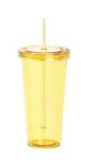 transparante plastic beker met rietje 750 ml - geel