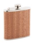 rvs heupfles met houtein overleg, 170 ml.