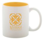 witte keramiek kop met gekleurde binnenkant 350 ml - geel