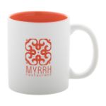 witte keramiek kop met gekleurde binnenkant 350 ml - oranje