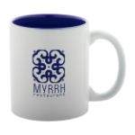 witte keramiek kop met gekleurde binnenkant 350 ml - blauw