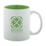 witte keramiek kop met gekleurde binnenkant 350 ml - groen