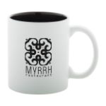 witte keramiek kop met gekleurde binnenkant 350 ml - zwart