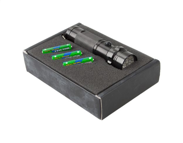 aluminium zaklamp met 14 led lampjes.
