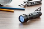 aluminium zaklamp met 14 led lampjes.