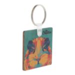 vierkante, gelamineerde berkenhouten sleutelhanger